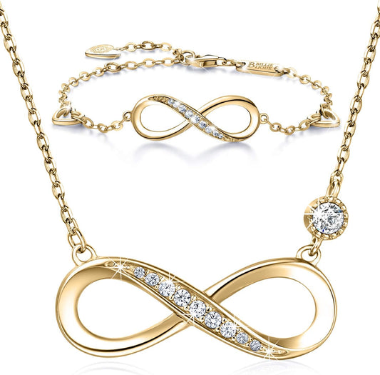 925 Sterling Silver Necklace Bracelet Jewelry Sets Infinity Love 